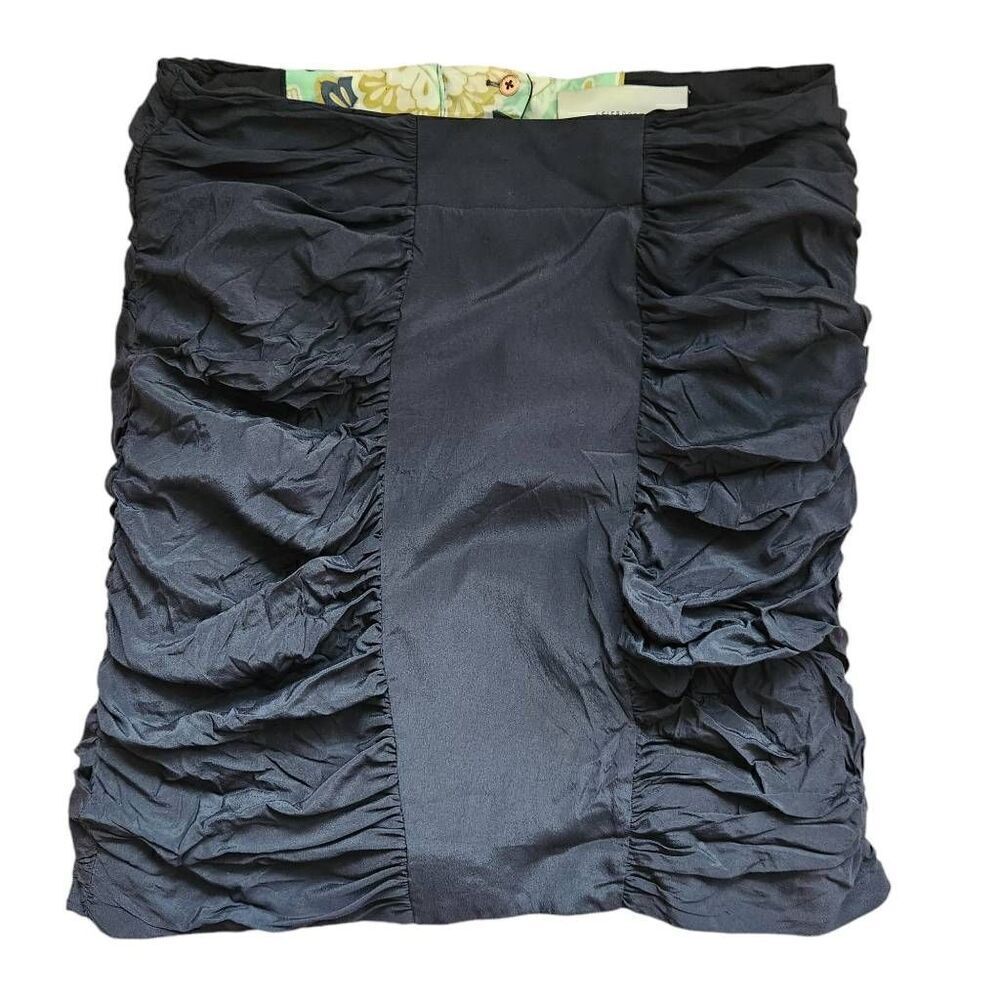 Anthropologie Leifsdottir Skirt Womens‎ 10 Silk Ruched Pencil Black